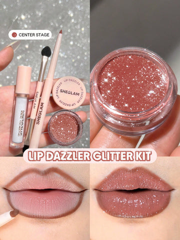 SHEGLAM Lip Dazzler Glitter Kit-Center Stage Long-Lasting Glitter Lip Gloss