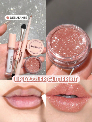SHEGLAM Lip Dazzler Glitter Kit-Center Stage Long-Lasting Glitter Lip Gloss