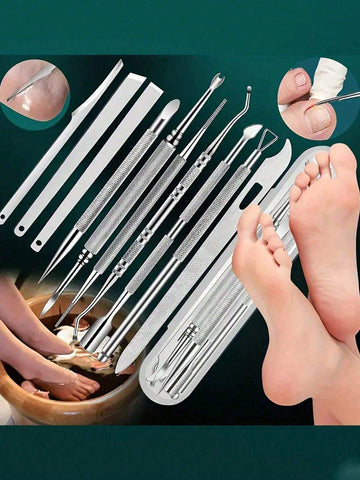 10-In-1 Pedicure Kit,Stainless Steel Foot Care Kit For Home & Salon Care