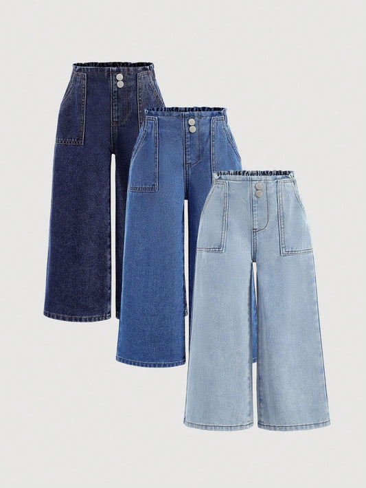 3 Pairs Young Girl Loose Fit Denim Pants