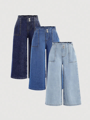 3 Pairs Young Girl Loose Fit Denim Pants