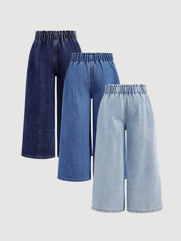 3 Pairs Young Girl Loose Fit Denim Pants