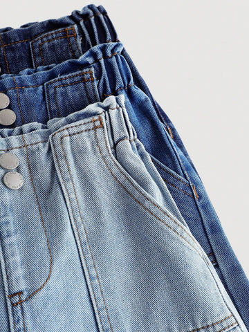 3 Pairs Young Girl Loose Fit Denim Pants