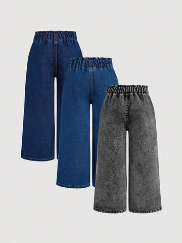 3 Pairs Young Girl Loose Fit Denim Pants