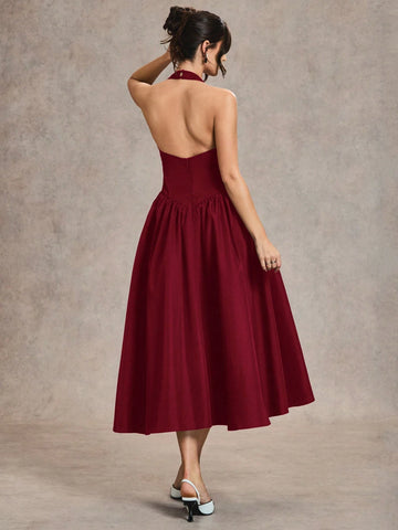 Women's Long Neck-Tie Dress