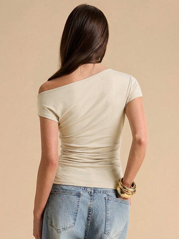 Women's Asymmetric Lace Patchwork Sheer Fitted Blouse