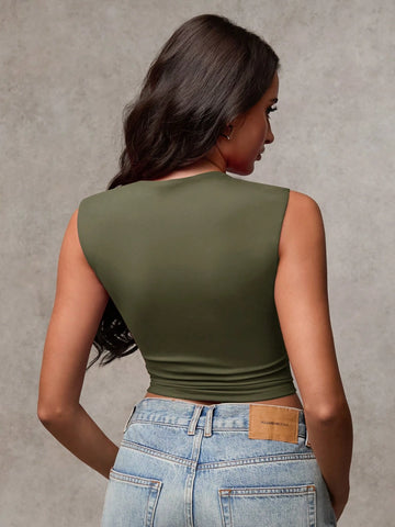 BAE Women's Solid Color Sleeveless Cropped Casual Tank Top