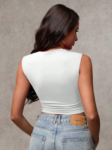 BAE Women's Solid Color Sleeveless Cropped Casual Tank Top
