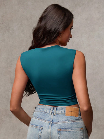 BAE Women's Solid Color Sleeveless Cropped Casual Tank Top