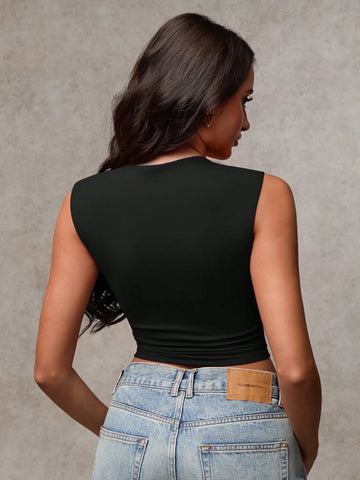 BAE Women's Solid Color Sleeveless Cropped Casual Tank Top