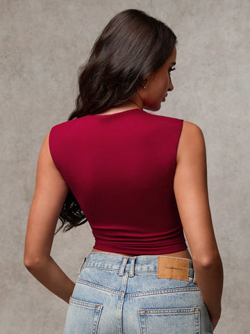BAE Women's Solid Color Sleeveless Cropped Casual Tank Top