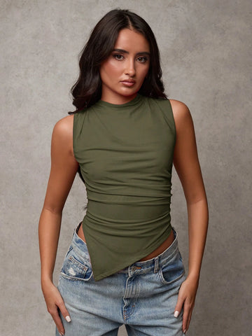 BAE Women's Solid Color Sleeveless Cropped Casual Tank Top
