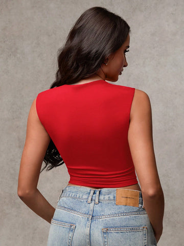 BAE Women's Solid Color Sleeveless Cropped Casual Tank Top