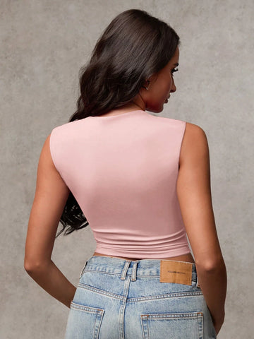 BAE Women's Solid Color Sleeveless Cropped Casual Tank Top