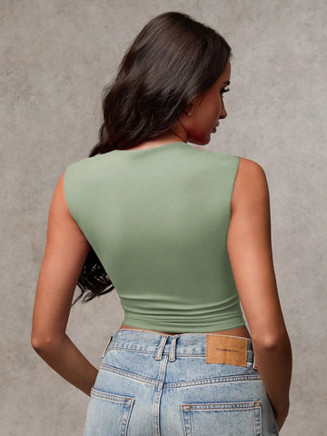 BAE Women's Solid Color Sleeveless Cropped Casual Tank Top