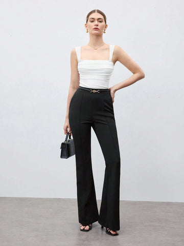 Square Neck Spaghetti Strap Cinched Waist Women's Tank Top