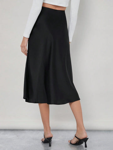 BizChic Zipper Detail Solid Skirt Workwear
