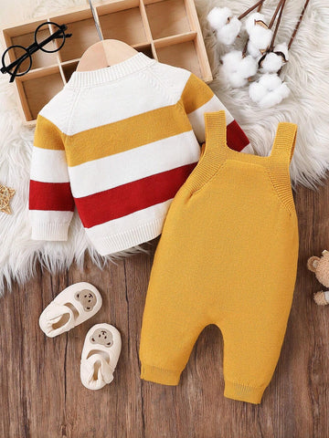 Fashionable Cute Versatile Baby Boy Striped Print Long Sleeve Cardigan Sweater