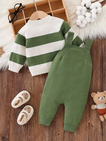 Fashionable Cute Versatile Baby Boy Striped Print Long Sleeve Cardigan Sweater