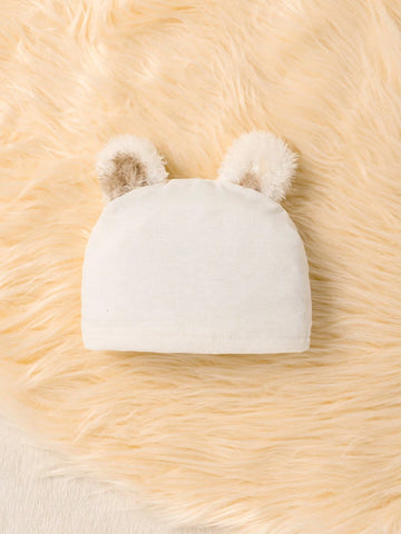 Baby Boys Cute Bear Embroidery Jumpsuit, Vest And Hat Set