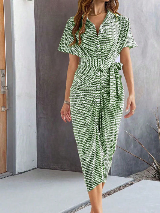 LUNE Ladies' Full Printed Shirt Dress Maxi Women Outfit