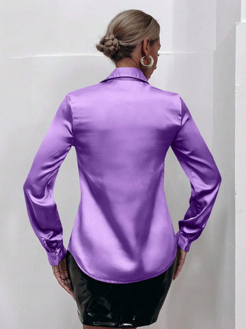 Clasi Women's Plain Color Casual Long Sleeve Shirt