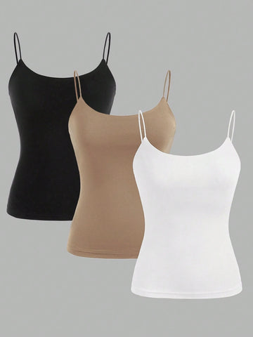 Zwear 3pcs Black, White & Gray Camisole Casual Slim Fit Summer Tank Tops