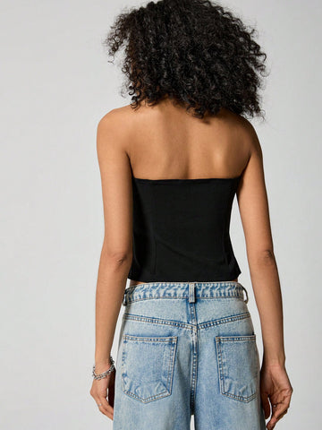 EZwear Casual Knit Solid Color Regular Fit Backless Sleeveless Tank Top