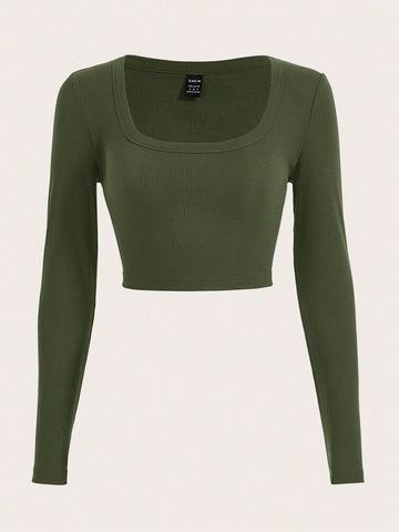 EZwear Square Neck Crop Tee