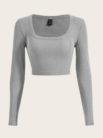 EZwear Square Neck Crop Tee
