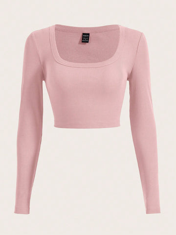 EZwear Square Neck Crop Tee