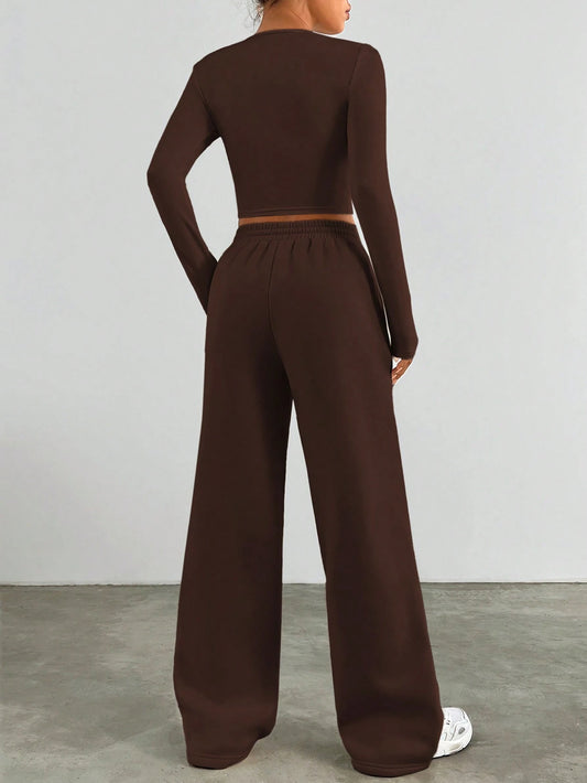 Women's Letter Print Long Sleeve T-Shirt And Sweatpants