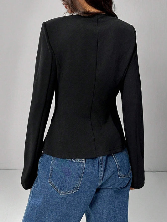Women's Casual Commute Plain Fitted Blazer Jacket