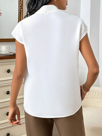Women Solid Batwing Sleeve Blouse