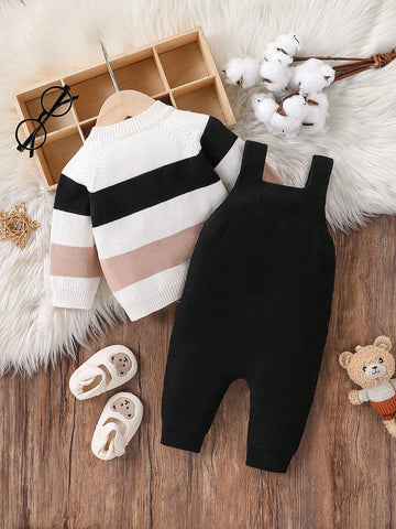 Fashionable Cute Versatile Baby Boy Striped Print Long Sleeve Cardigan Sweater