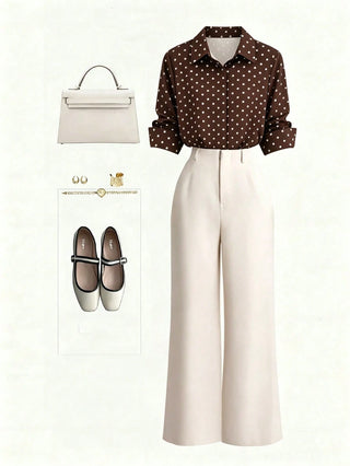 Single-Breasted Shirt & Casual Straight Leg Pants