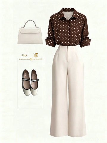 Single-Breasted Shirt & Casual Straight Leg Pants