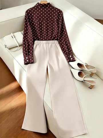 Single-Breasted Shirt & Casual Straight Leg Pants