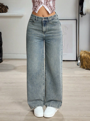 Casual Versatile Straight-Leg Jeans