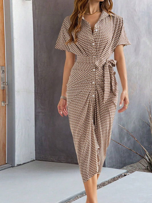 LUNE Ladies' Full Printed Shirt Dress Maxi Women Outfit