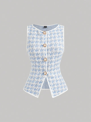 Knitted Houndstooth Tank Top