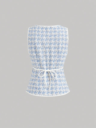Knitted Houndstooth Tank Top