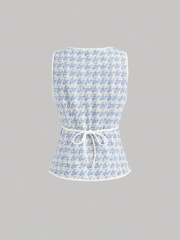 Knitted Houndstooth Tank Top