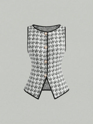 Knitted Houndstooth Tank Top