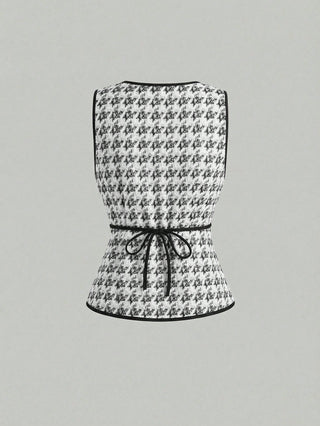 Knitted Houndstooth Tank Top