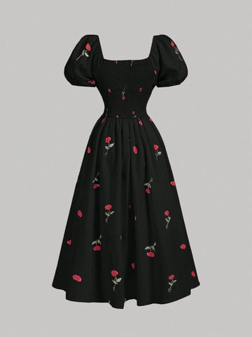 MOD Puff Waist Swing Dress