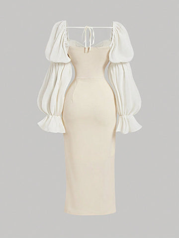 MOD Vintage Romantic Women Ruched Long Dress