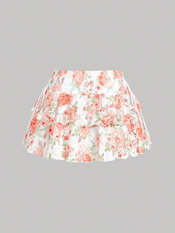 MOD Women's Solid Color Drawstring Pleated Waist Skirt