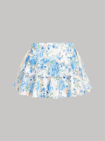 MOD Women's Solid Color Drawstring Pleated Waist Skirt