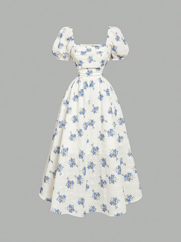 MOD Puff Waist Swing Dress
